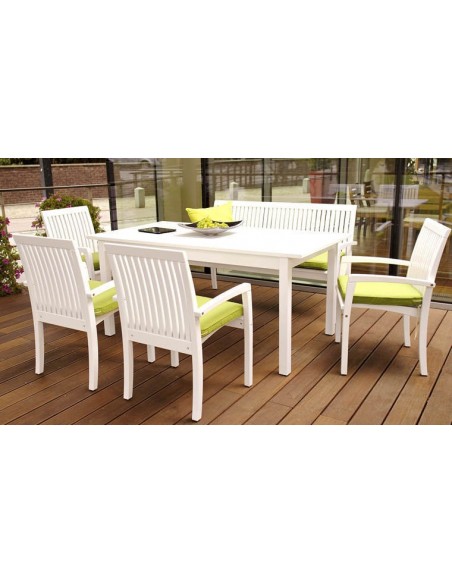 table de jardin bois et blanc