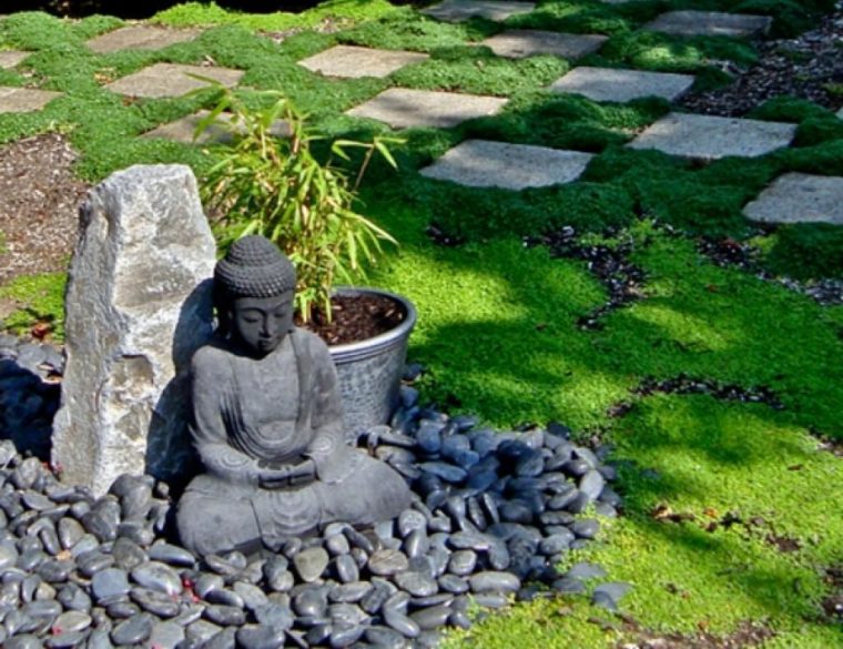 terrasse jardin zen bouddha