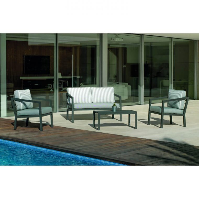 salon bas de jardin aluminium 4 personnes