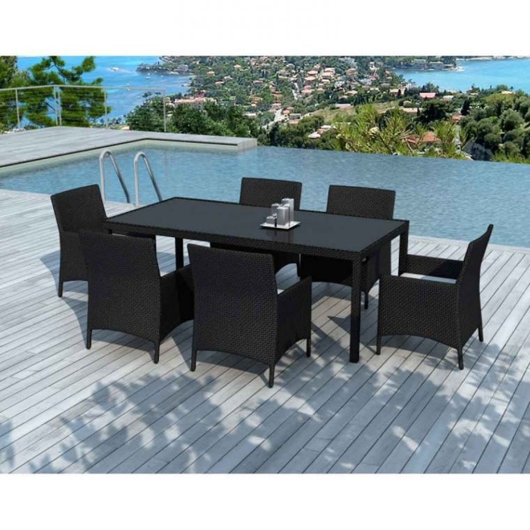 salon de jardin resine tressee noir