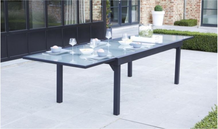 table de jardin avec rallonge 12 personnes