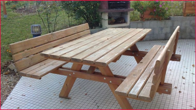 table en bois de jardin avec banc