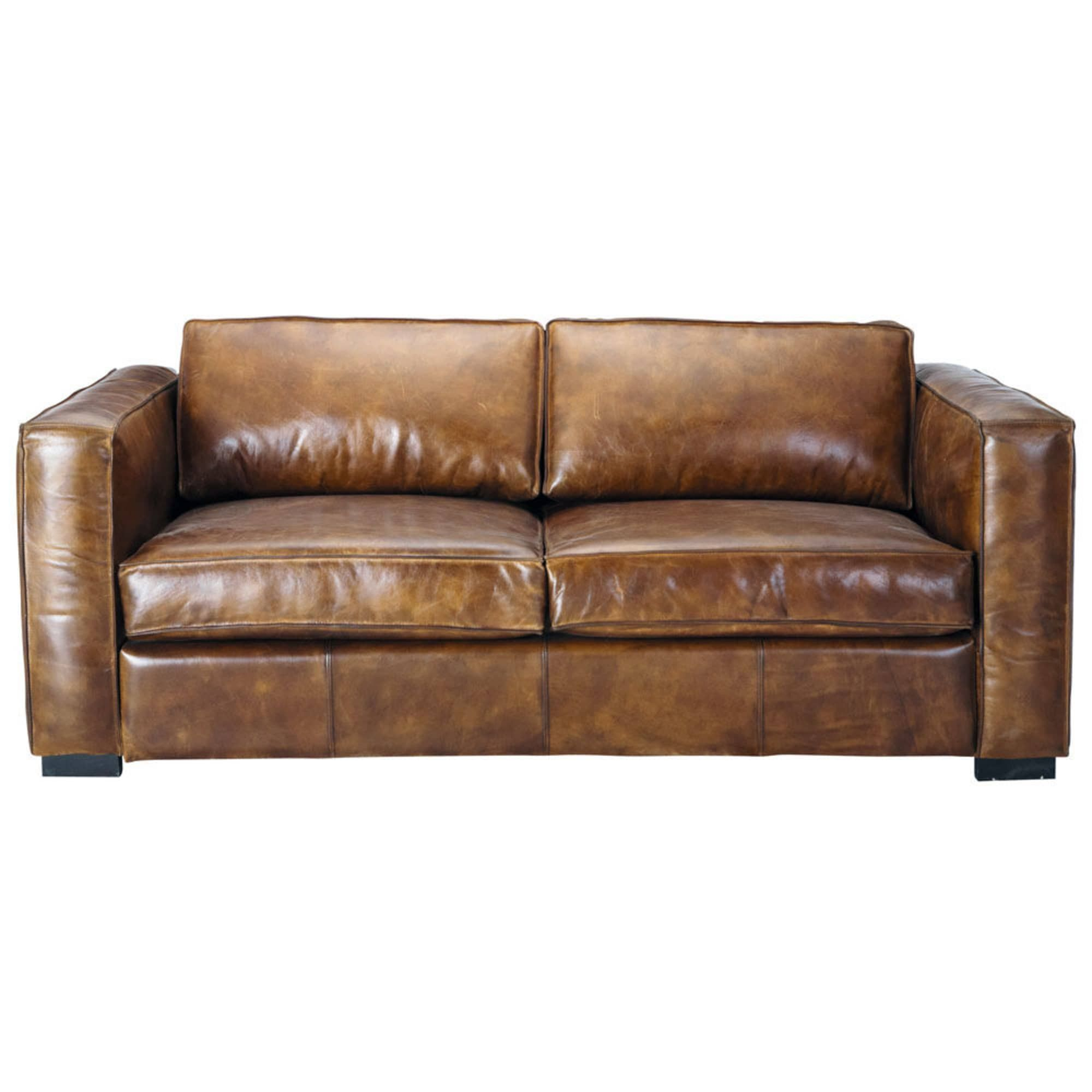 3 Seater Distressed Leather Sofa Bed In Brown Berlin ... avec Canape Convertible Marron Vieilli