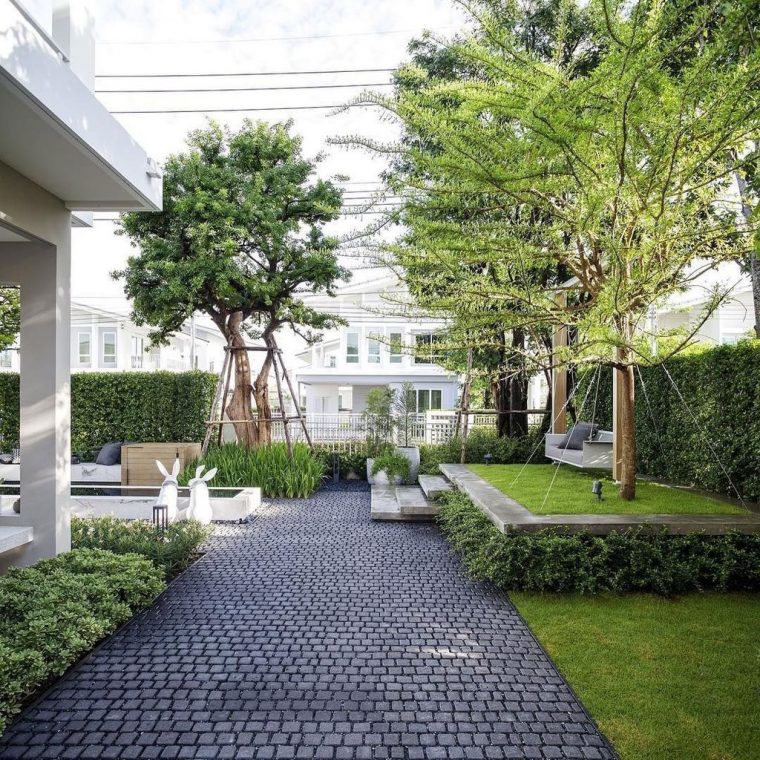 34 Beautiful Modern Front Yard Landscaping Ideas | Jardin ... encequiconcerne Aménagement Jardin Moderne