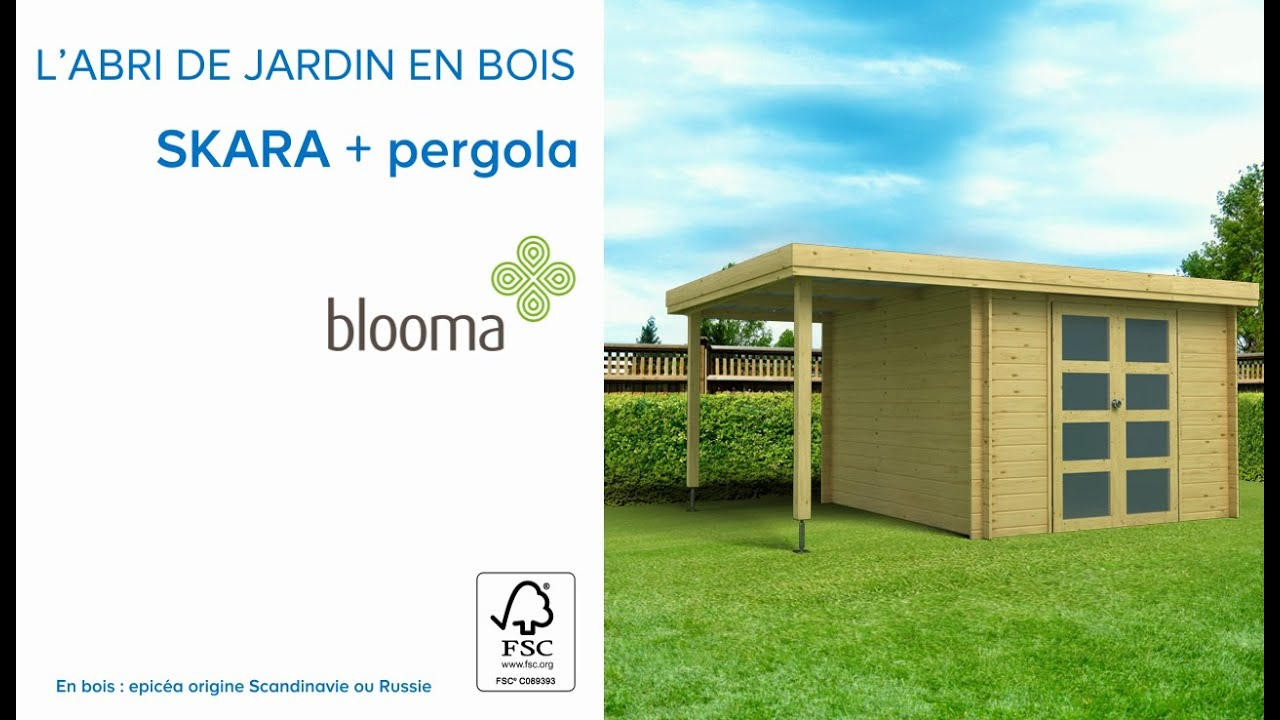 Abri De Jardin Bois + Pergola Blooma Skara 8 + 4,5M² Pas ... destiné Abri De Jardin Metal 5M2 Castorama