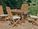 Achat Vente Salon De Jardin Bois Teck Table 140Cm + 4 ... tout Table De Jardin En Bois Avec Chaises