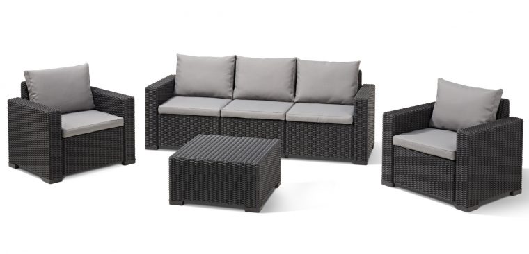 Allibert California Ensemble De Salon Graphite Canapé Trois ... encequiconcerne Salon De Jardin Allibert California