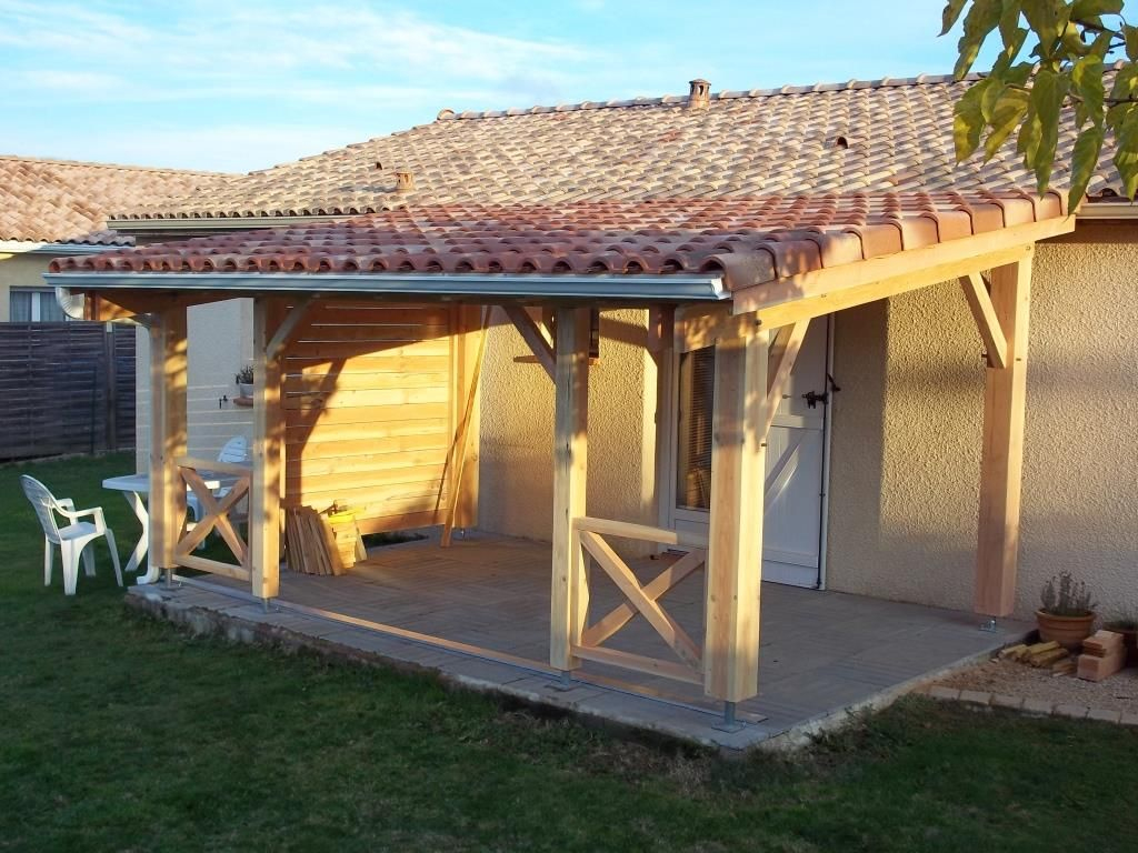 Appenti 5Mx3M - Couverture Tuile - Gouttière Alu | Appentis ... intérieur Couvrir Une Terrasse Avec Des Tuiles