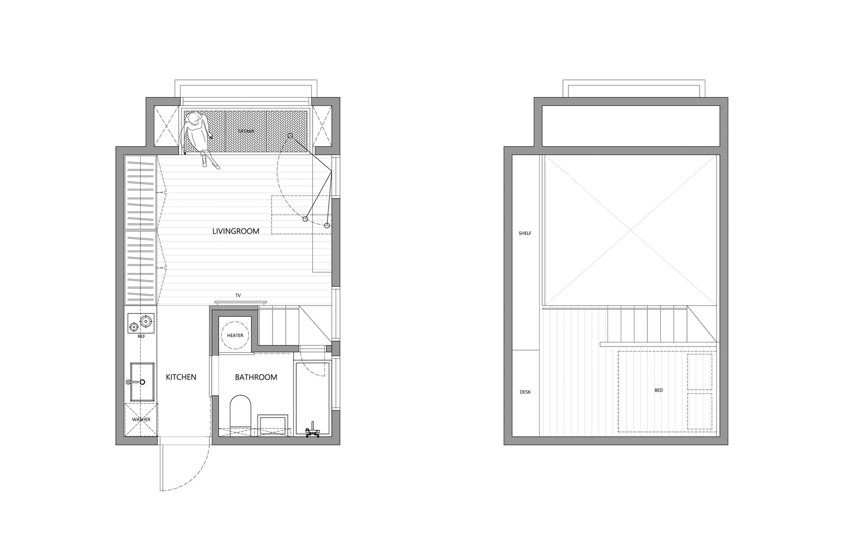 Architectural Drawings: 10 Clever Plans For Tiny Apartments ... concernant Plan Studio 35M2