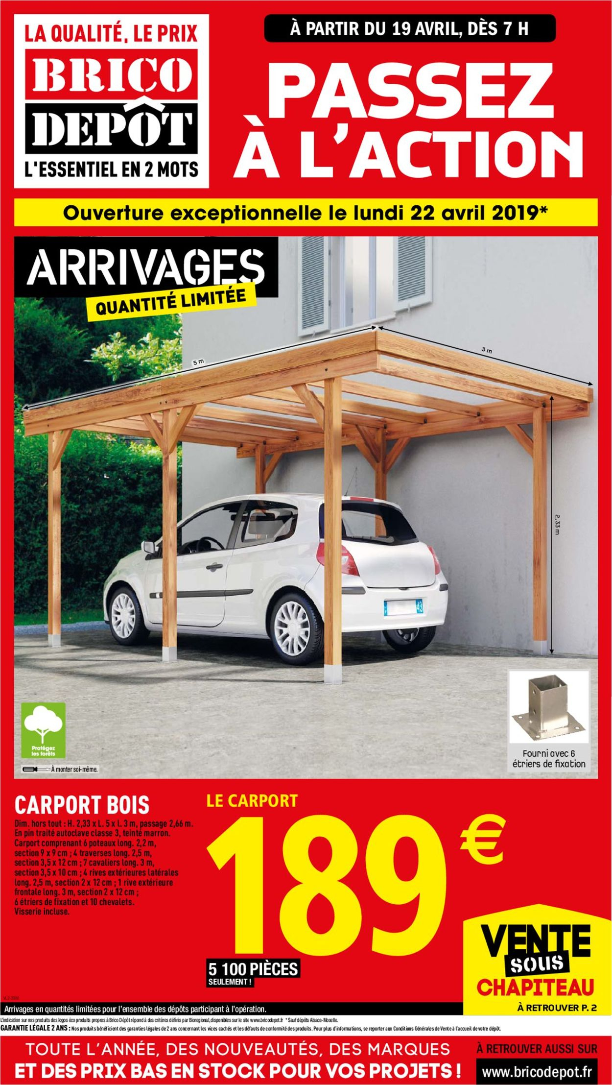 Brico Dépôt Catalogue Actuel 19.04 - 02.05.2019 - Catalogue ... intérieur Carport Bois Brico Depot