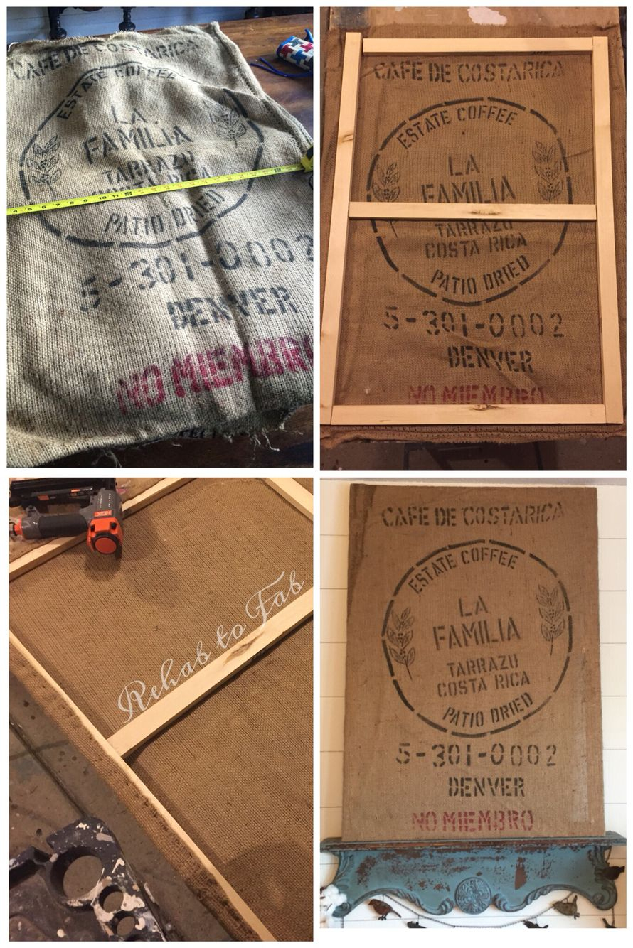 Burlap Coffee Sack Stretched Canvas. Done By Rehab To Fab ... à Ides Terrasse Intime