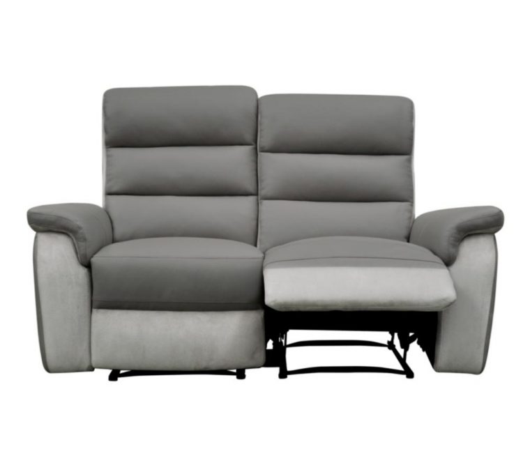 Canapé 2 Places Relax Manuel Welton Cuir/micro.gris Clair ... tout Canape Cuir Welton