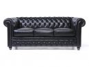 Canapé 3 Places Chesterfield Original Cuir Noir serapportantà Canape Chesterfield En Cuir