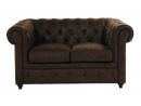 Canapé Capitonné 2 Places En Suédine Marron | Button Sofa ... dedans Canap D&amp;#039;angle Chesterfield Brenton