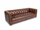 Canapé Chesterfield Debbie 3 Places Cuir Marron - 132 - serapportantà Canape Chesterfield En Cuir