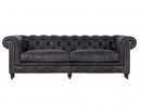 Canapé Chesterfield En Cuir Noir Vieilli 3 Places - Coventry pour Canape Chesterfield En Cuir