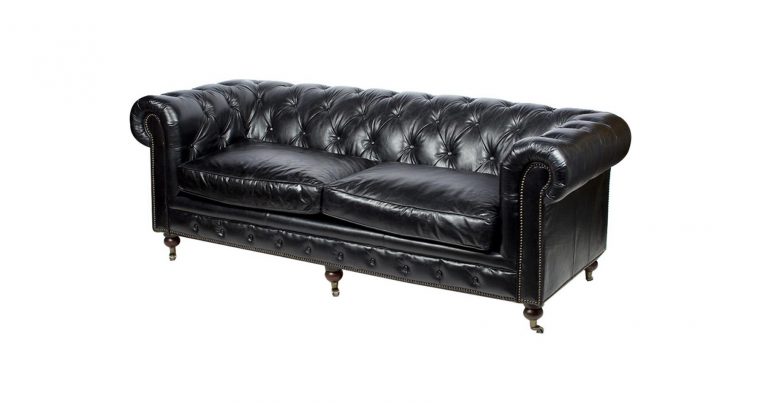 Canapé Chesterfield En Cuir Pleine Fleur Noir Valentin tout Chesterfield Cuir Pleine Fleur