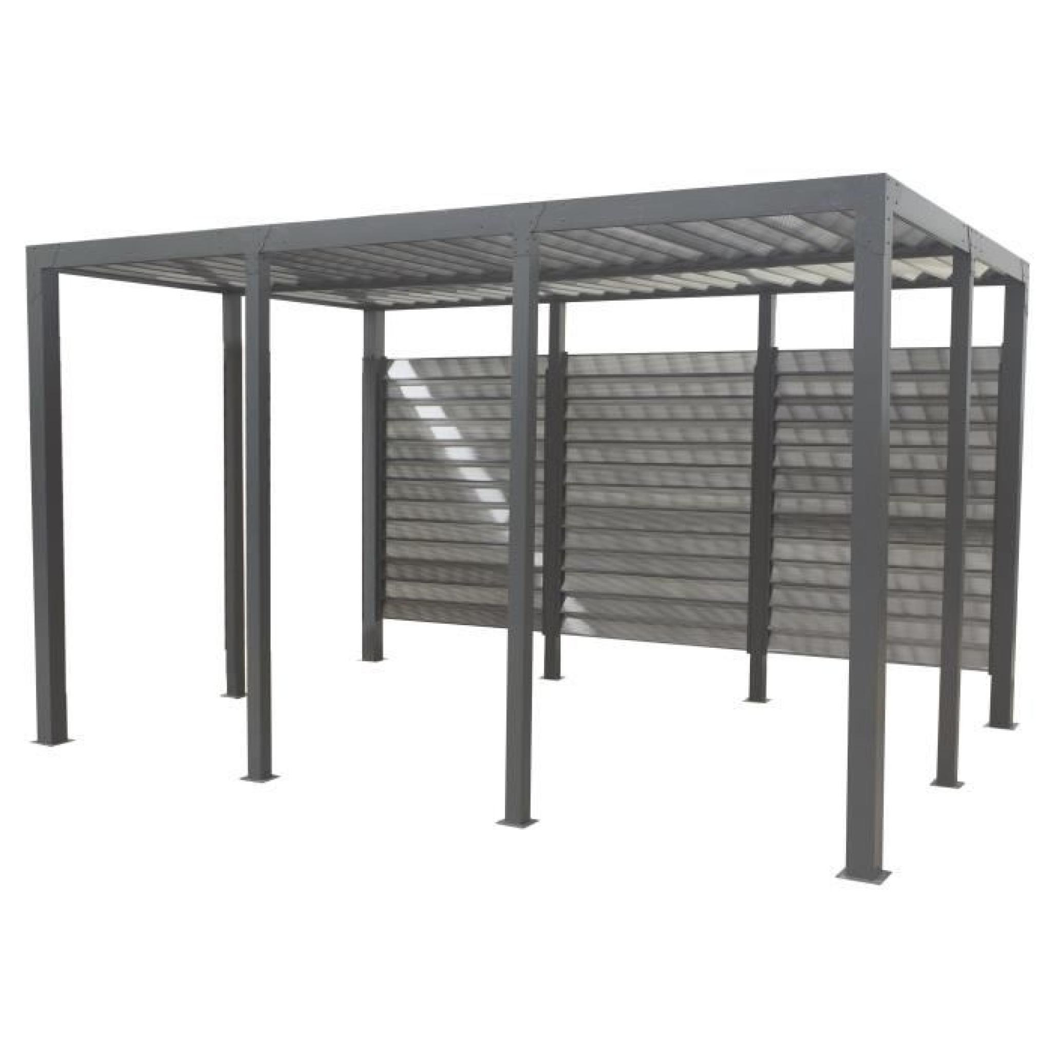 Carport Aluminium 11,52 M² - 413 X 279 Cm - Gris Anthracite pour Carport Pas Cher