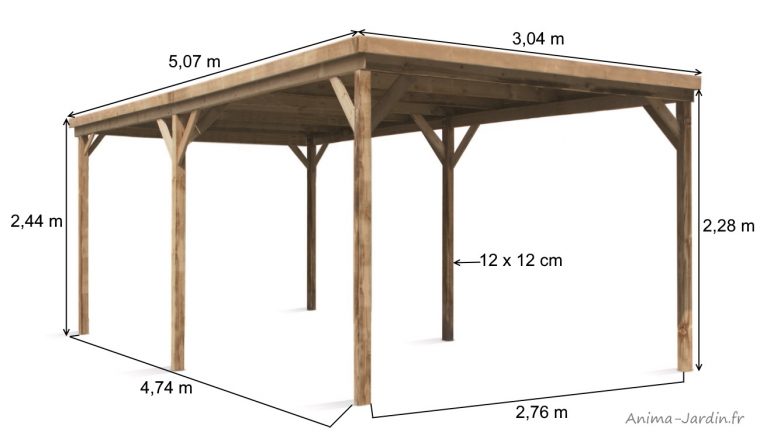 Carport En Bois, Autoclave, 5X3M, Abri Rangement Voiture, Auvent, Achat destiné Carport Pas Cher