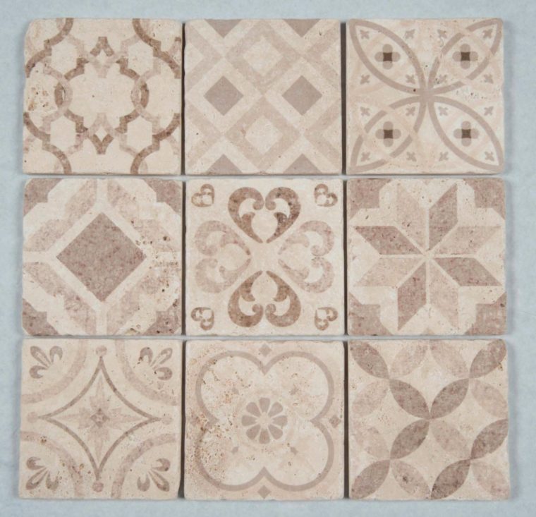 Carrelage Mural Intérieur Pierre Naturelle Travertin - Décor Multicouleurs  - Trame 30X30 Cm - Carreau 10X10 Cm serapportantà Faïence 10X10 Point P