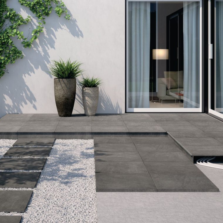 Carrelage Sol Extérieur Grès Cérame Antidérapant Factory 2.0 - Anthracite  Mat - 60X60 Cm - Ép. 2 Cm intérieur Arte Design Factory 2.0