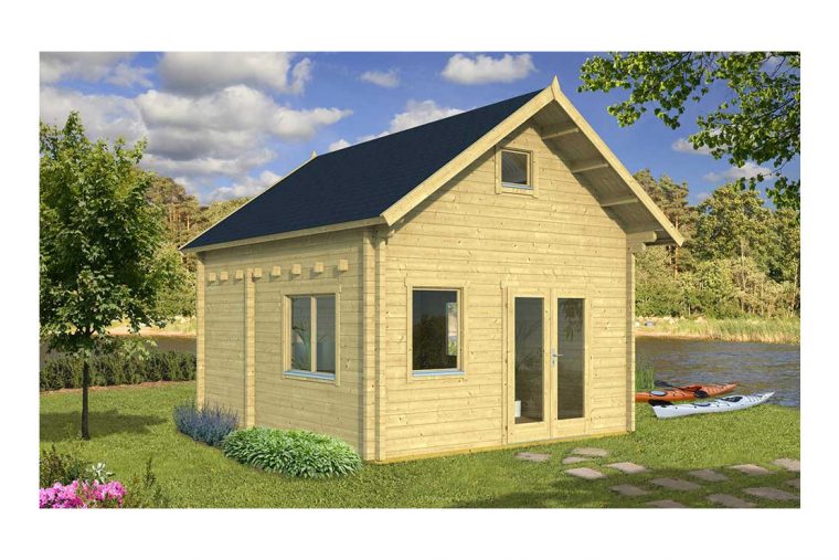 Chalet Mezzanine Anvers 20 - 2 Pièces - Madriers 70Mm Contrecollés -  18.76M² Int + Étage encequiconcerne Chalet 20M2 Avec Mezzanine Leroy Merlin