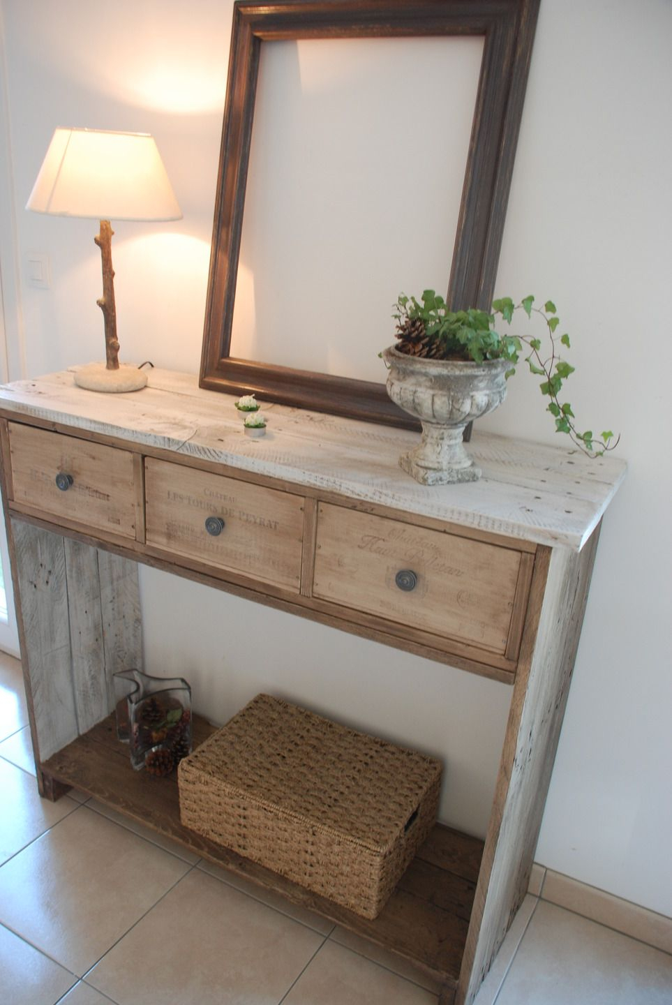 Console En Bois De Palette -Style Shabby Chic- : Meubles Et ... avec Coiffeuse En Bois De Palette