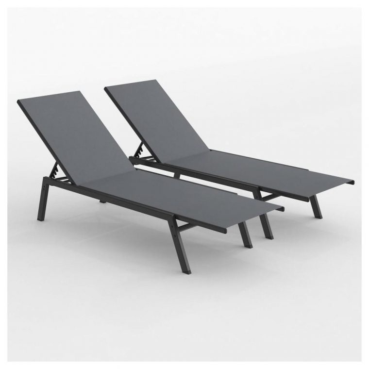 Duo De Bains De Soleil/transat De Jardin Inclinable 5 Positions - Gris  Noir- Costa à Transat Jardin Gifi