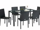 Ensemble Repas Pour Jardin En Résine Tressée Noire Pour 6 Personnes : 1  Table, 6 Chaises. à Table Et Fauteuil De Jardin En Rsine Tresse