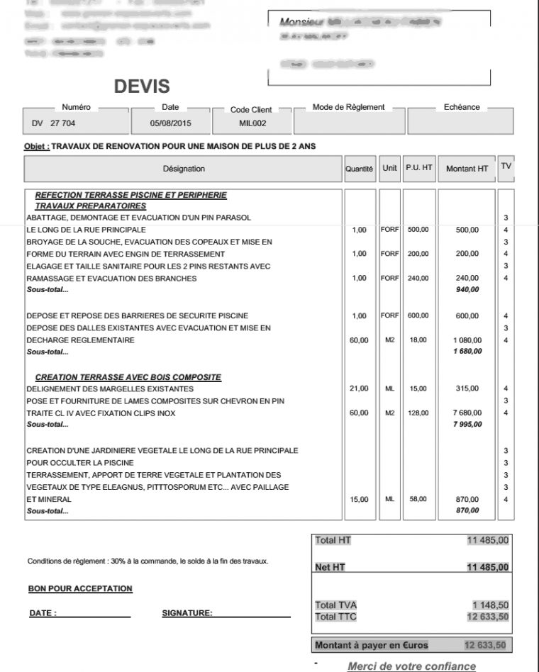 Exemple De Devis Paysagiste - Devis Architecte Paysagiste destiné Devis Paysagiste