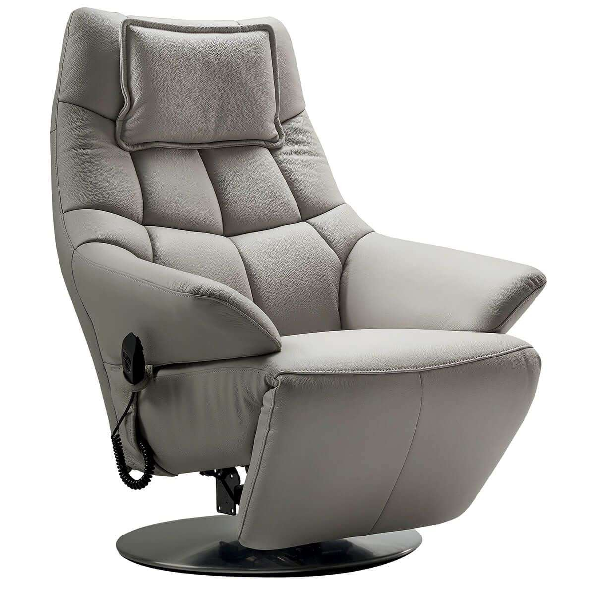 Fauteuil Relax Electrique Cuir Gris - Radona serapportantà Fauteuil Relax