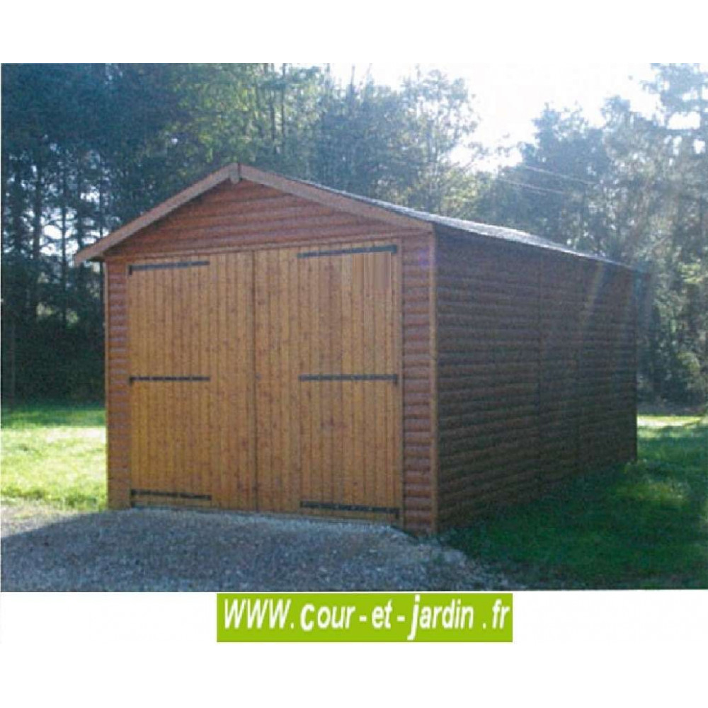 Garage Bois -15 M² 2 Pans-Garages Et Abris Auto Bois- Cour ... tout Abri De Jardin Métal 15M2