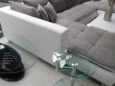 Grand Canapé D'angle Cado Contemporain En Simili Cuir Et Tissu, Coloris  Gris Et Blanc concernant Recouvrir Un Canapé En Simili Cuir