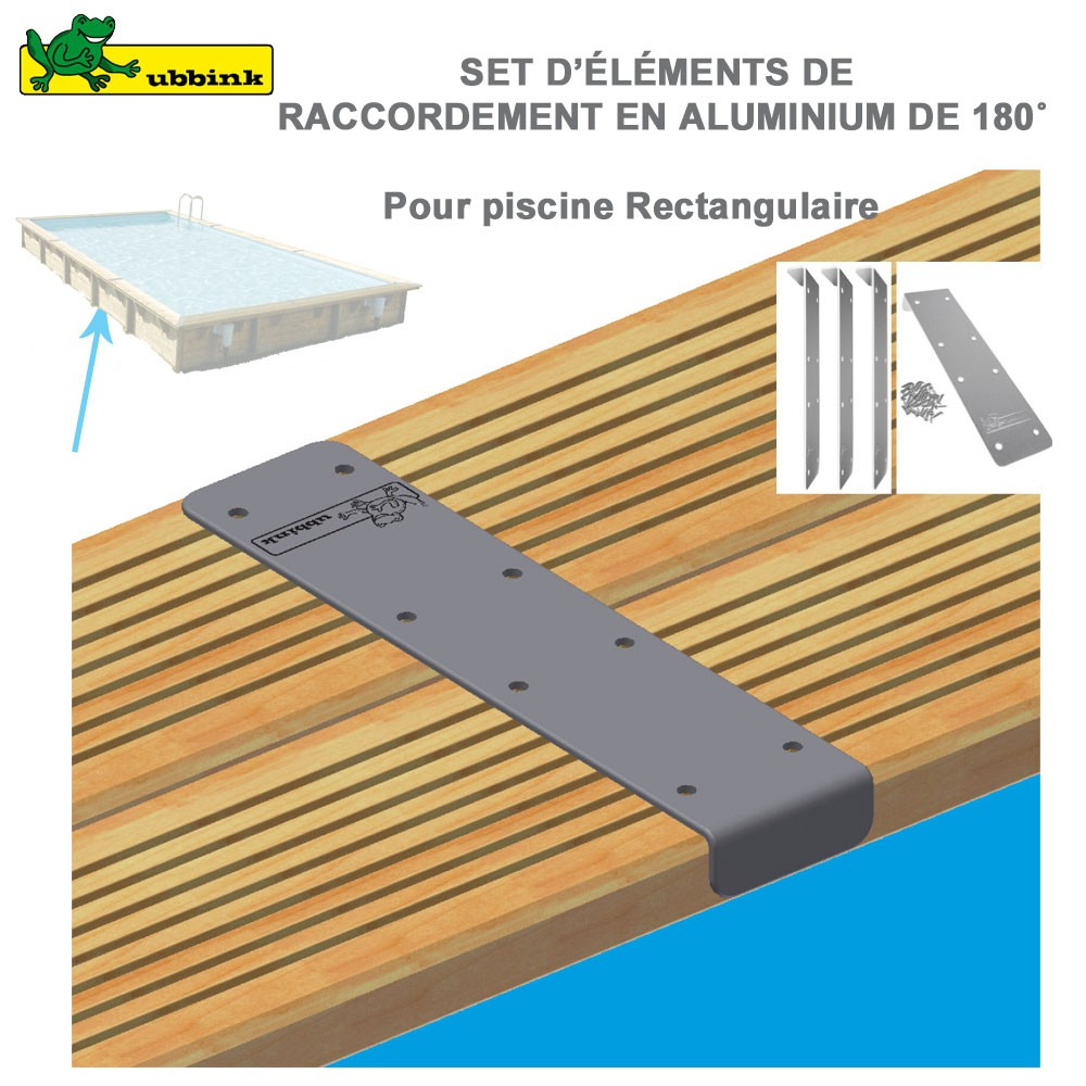 Kit 4 Margelles Finition Alu Droit De Piscine Rectangulaire concernant Kit Finition Margelle Piscine Bois