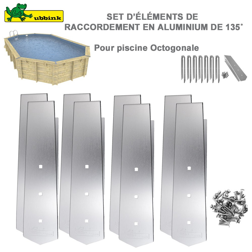 Kit 8 Pièces Finition Alu Pour Margelles De Piscine Octogonale concernant Kit Finition Margelle Piscine Bois