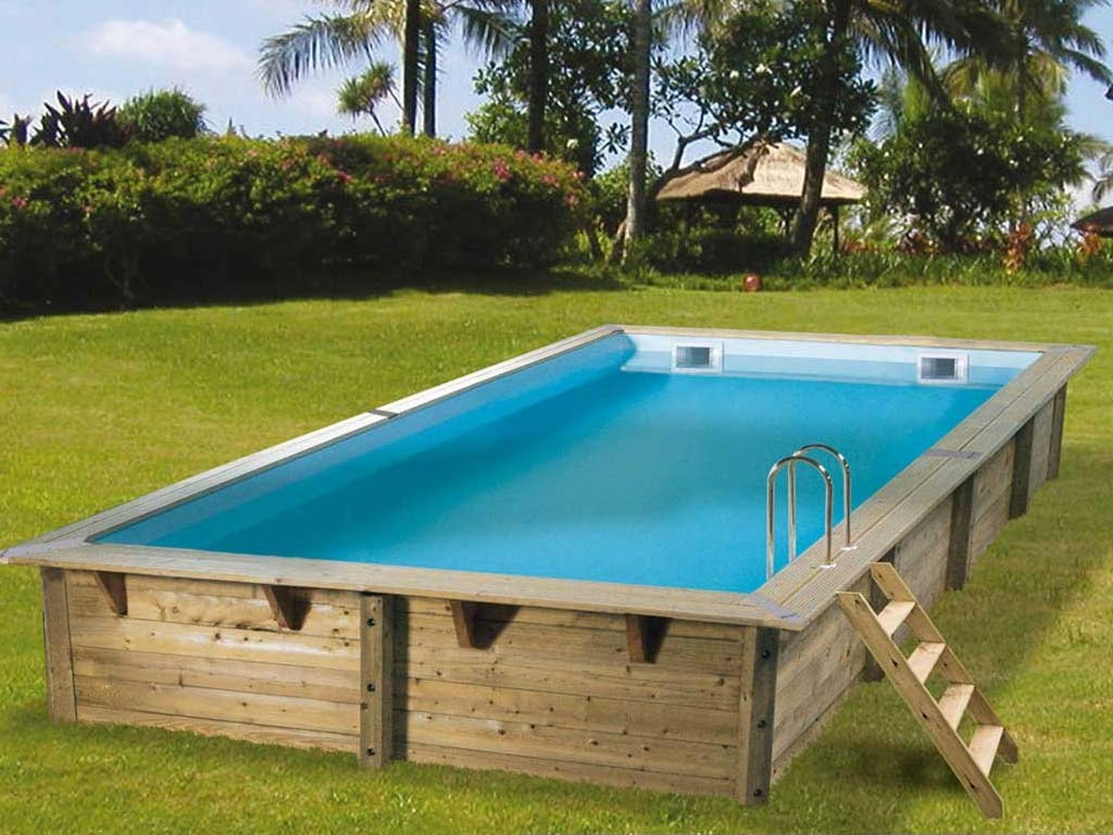 Kit Piscine Bois Nortland Ubbink Linea Rectangulaire 350X650X140Cm Liner  Bleu concernant Piscine Bois En L