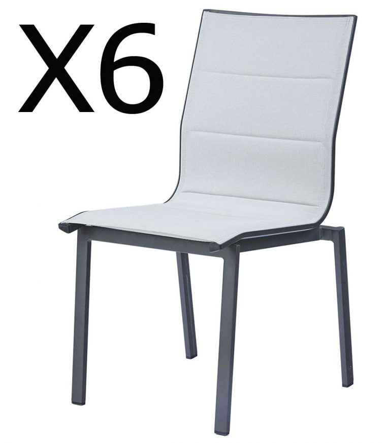 Lot De 6 Chaises Empilables De Jardin En Aluminium Et Polyester encequiconcerne Lot De 6 Chaises But