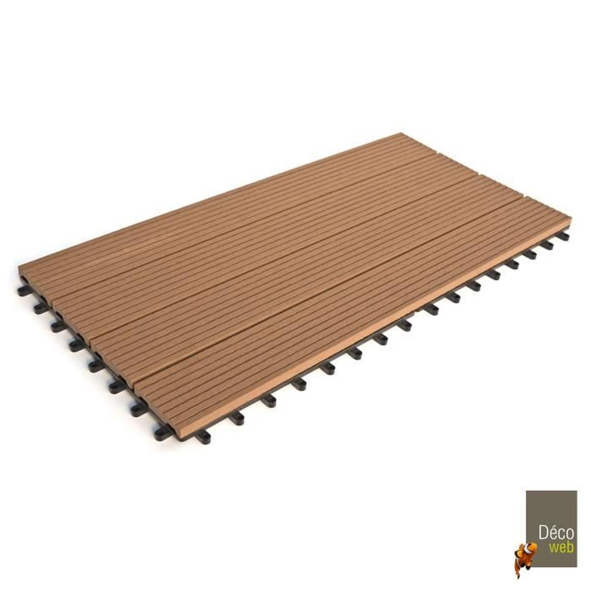 Lot De 6 Dalles Clipsables 30 X 60 Cm - Terrasse Bois ... serapportantà Dalle Terrasse Composite