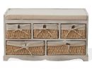 Mobili Rebecca Banc Meuble 5 Tiroirs Bois Osier Blanc Shabby 44X76X34 dedans Meuble Osier