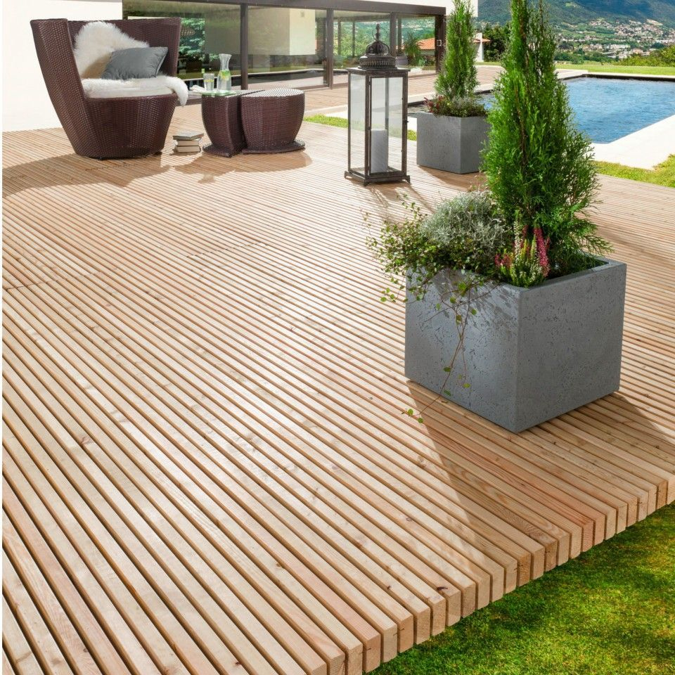 Mocopinus Terrassensystem Pinutex Sib. Lärche- Vorgefertigte ... intérieur Kit De Terrasse En Bois