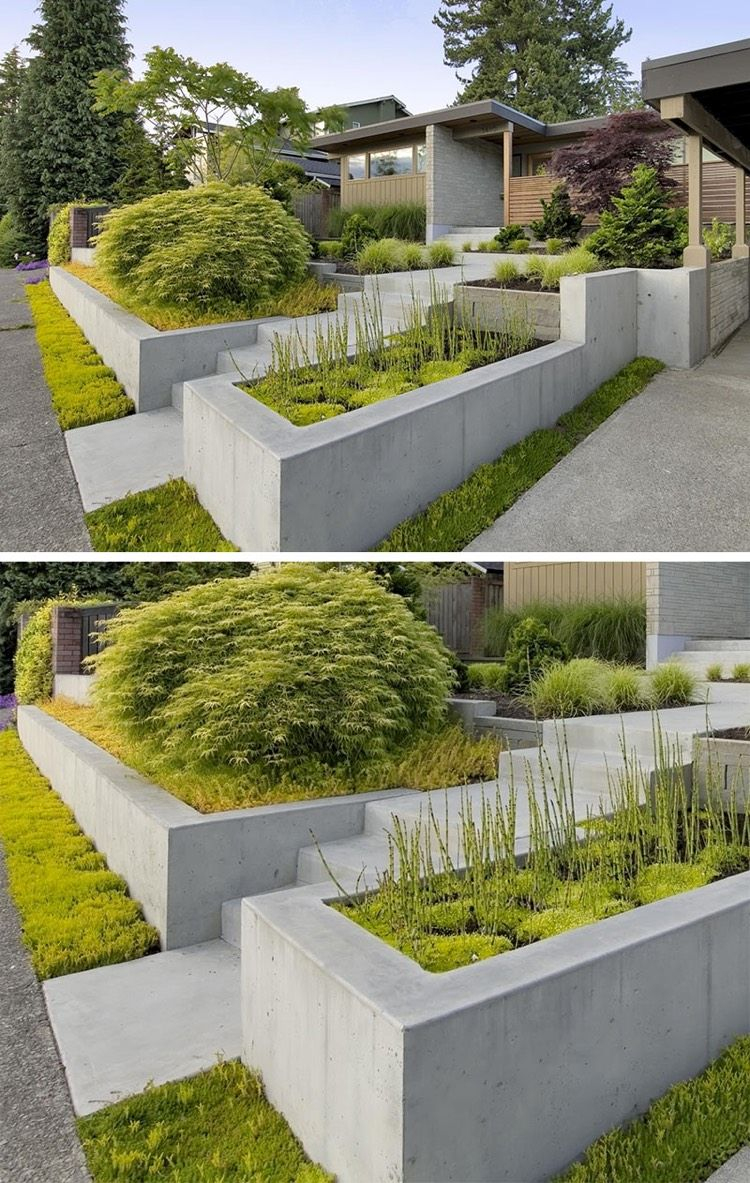 Parterre Surélevé Et Bac À Fleurs En Béton –10 Idées ... avec Parterre Moderne