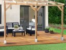 Pergola Adossée Bois Traité 3X3,7 M avec Pergola Adossée Ajustable