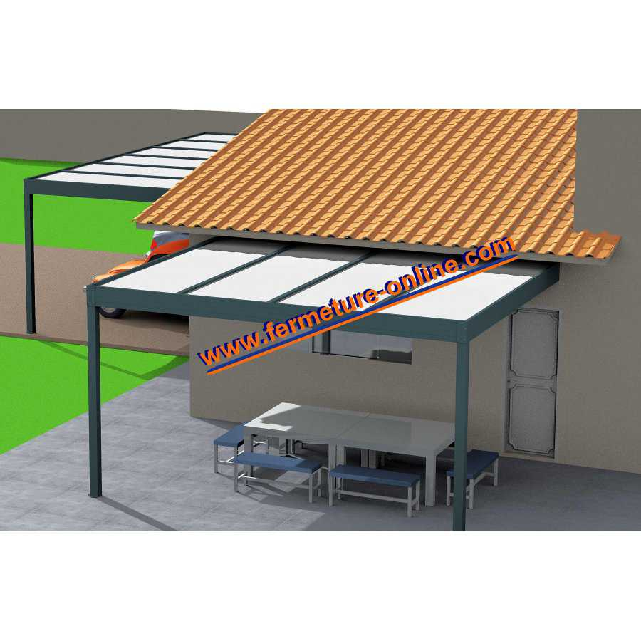 Pergola Toit Polycarbonate Horizon Top Adosse - Fermeture Online tout Pergola Adossée Ajustable