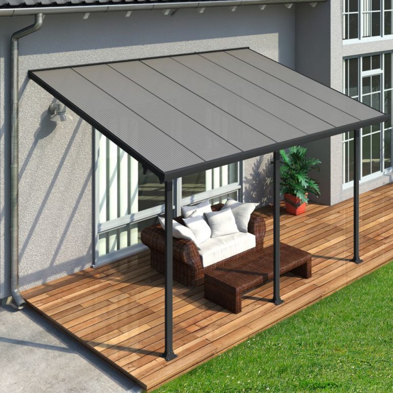 Pergola Toit Terrasse Aluminium Et Polycarbonate 4X3 M Gris tout ...