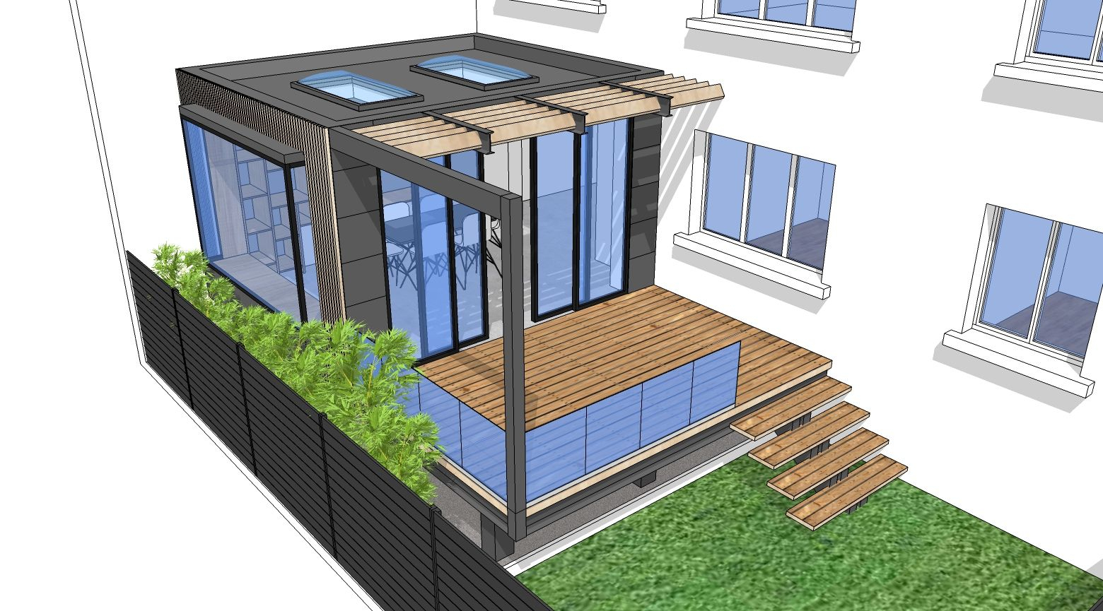 Projet D'extension Bois De 18M² Avec Une Terrasse De 15M² ... dedans Terrasse Bois Sur Pilotis Rennes