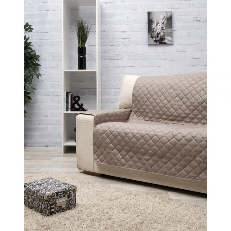 Protège Canapé 3 Places Taupe Uni intérieur Housse Canapé 3 Places Gifi