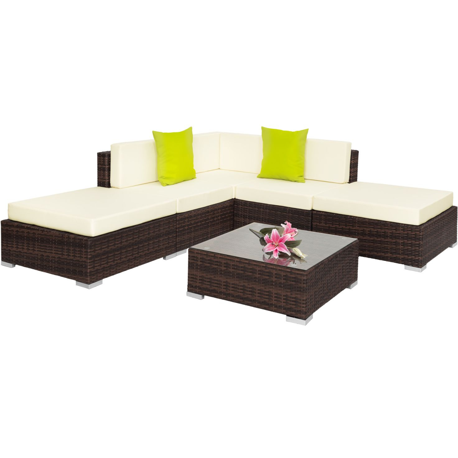 Rattan Lounge Mit Aluminiumgestell Paris Braun pour Salon De Jardin Tek Take