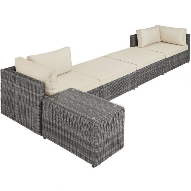 Rattan Lounge Mit Aluminiumgestell San Domino Grau encequiconcerne Tectake 800694