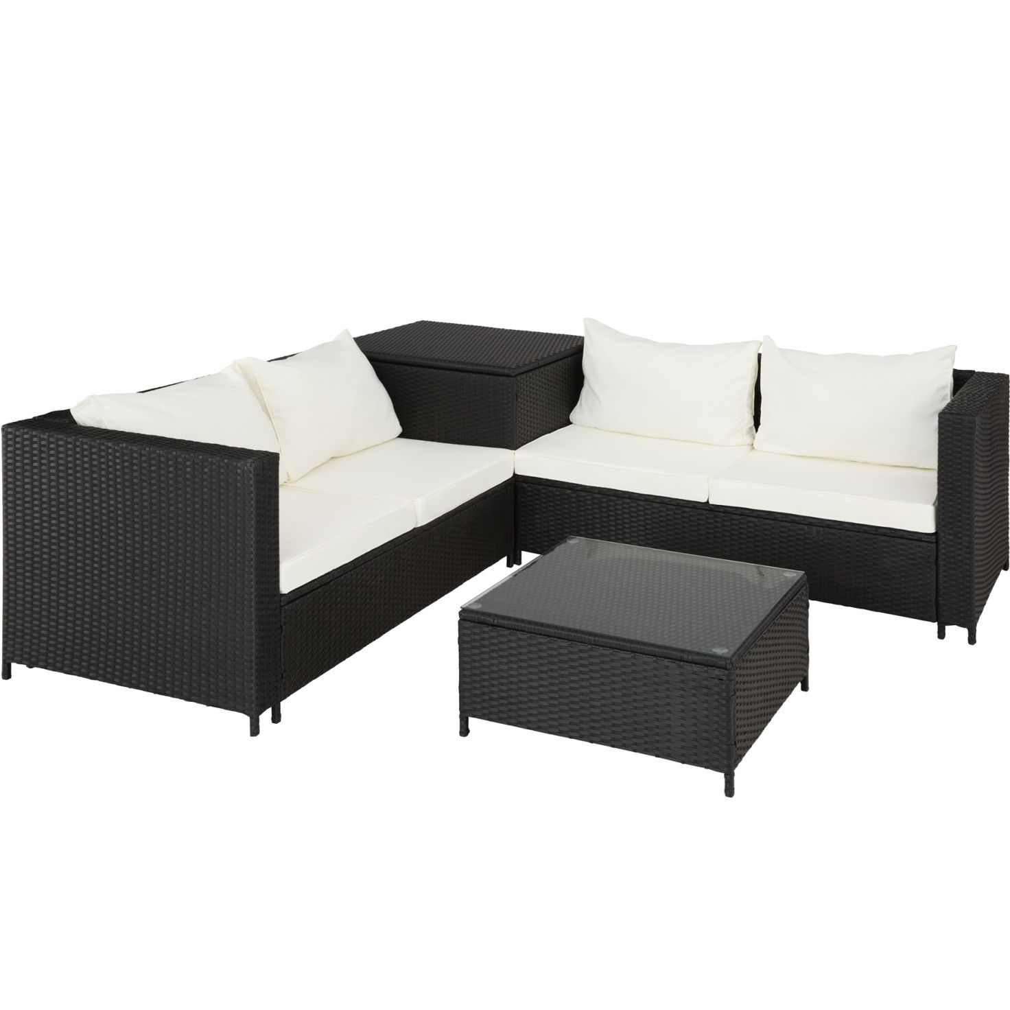 Rattan Lounge Siena Schwarz dedans Salon De Jardin Tek Take