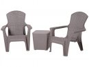 Salon De Jardin 2 Pers. 3 Pièces - Ensemble Bistrot Style Néo-Rétro - 2  Fauteuils Lounge + Table Basse Coffre - Plastique Pp Gris Imitation Rotin dedans Salon De Jardin Gifi